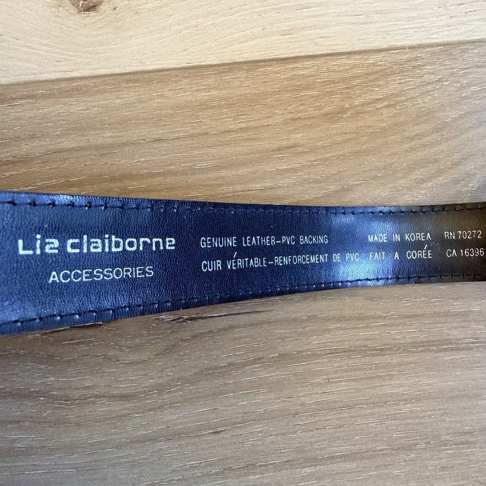 Vintage 90's Liz Claiborne Brown Leather Belt - Picture 2 of 6